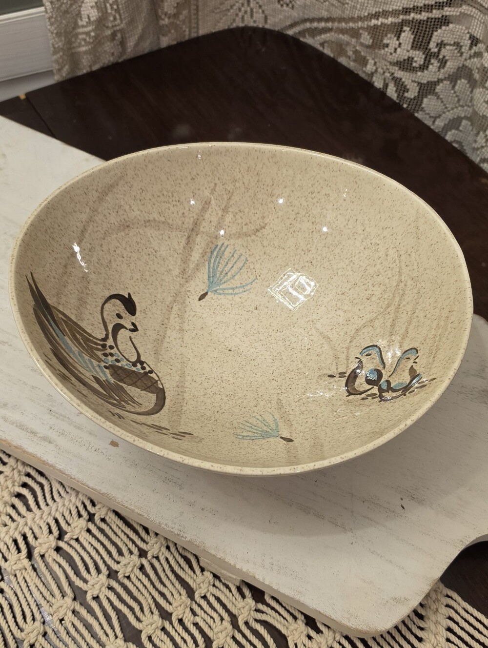 Vtg Red Wing Pottery Bob White Quail Large 12.5" Salad Bowl 3127 MCM